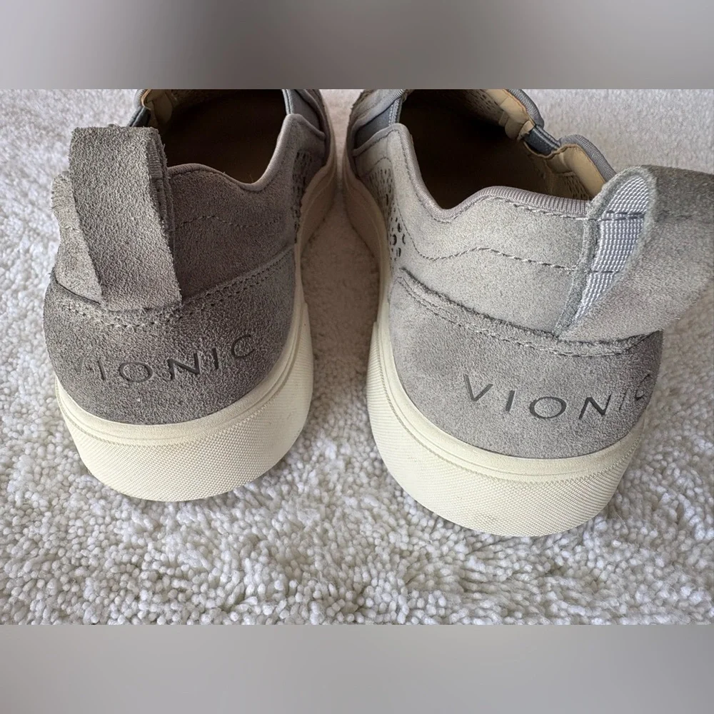 Vionic Women’s Kimmie Perf Slip-On Supportive Sneaker-Size: 8-Color: Gray Suede